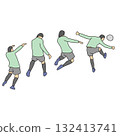 Soccer player jumping for ball header illustration vector hand drawn with black lines 132413741