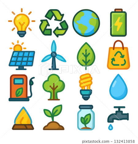 Eco friendly icons with vibrant colors 132413858