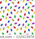 Colorful Christmas light bulb seamless pattern for festive holiday wrapping paper and winter decor 132413878