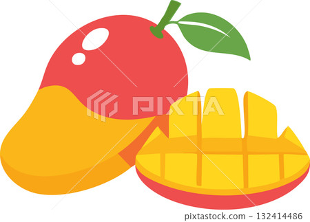 Fresh ripe mango with juicy yellow slices showing tropical sweetness and summer vibes 132414486
