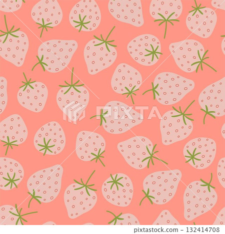 A simple seamless pattern with pale pink strawberries. Vector graphics. 132414708