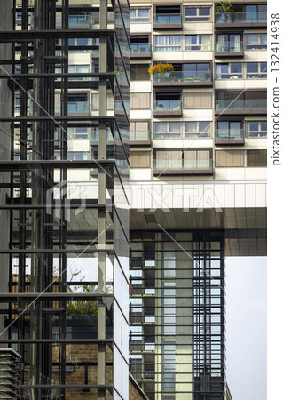 An architectural element of the modern business center Kranhaus 132414938