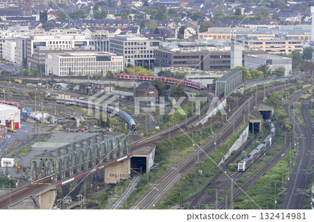 aerial view of Cologne railway tracks aerial view of Cologne railway tracks 132414981