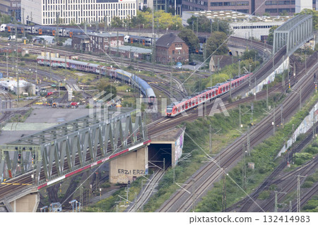 aerial view of Cologne railway tracks aerial view of Cologne railway tracks 132414983