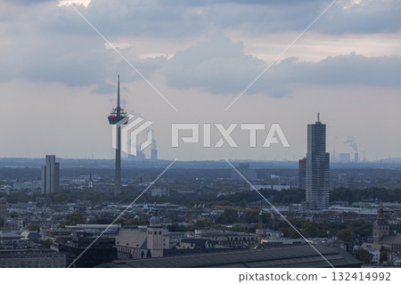 Dramatic thunderclouds over Cologne and a view of Colonius 132414992