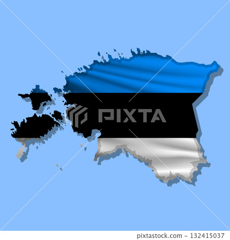 Vector flag Estonia in the form of a map 132415037