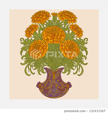vintage invitation card with ornate elegant retro abstract flora 132415367