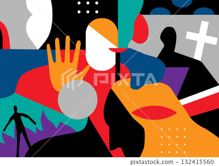 People mental health psychology abstract vector illustration 132415560