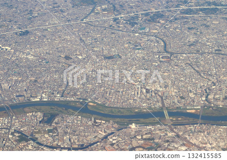 View from above: Kawaguchi City, Saitama Prefecture in autumn View from above: Kawaguchi City, Saitama Prefecture in autumn 132415585