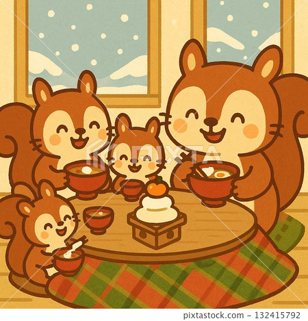 家庭聚會/松鼠一家吃奧佐尼 - 生成式人工智慧 家庭聚會/松鼠一家吃奧佐尼 - 生成式人工智慧 132415792