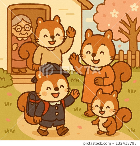 動物角色 - 開學第一天 - 松鼠家族 - 生成式人工智慧 132415795