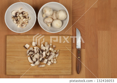 Mushroom Preparation Overhead 132416053