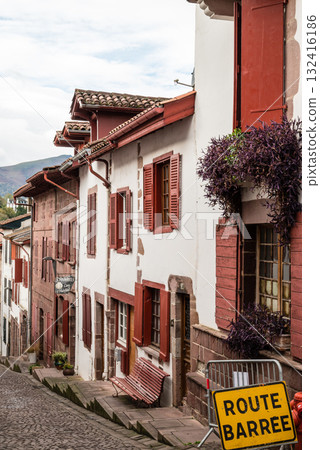 A street lined with historic buildings in Saint-Jean-Pied-de-Port, Basque Country, France A street lined with historic buildings in Saint-Jean-Pied-de-Port, Basque Country, France 132416186