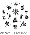 Viking warrior history character vector icon set , isolated graphic silhouettes collection 132416556