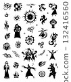 Magician fairy tale shaman character magic sign and symbol vector icon set, isolated graphic design elements 132416560