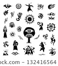 Magician fairy tale shaman character magic sign and symbol vector icon set, isolated graphic design elements 132416564