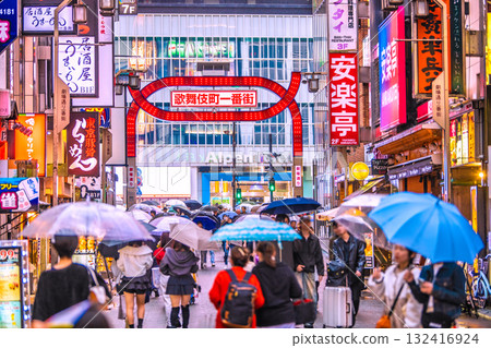 Tokyo cityscape in Japan: Inbound tourism continues... Kabukicho bustling with foreign tourists = 26th 132416924
