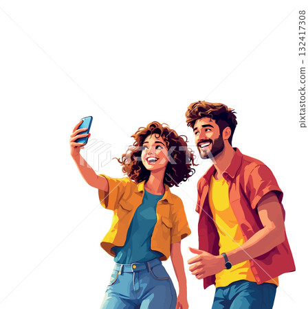 Vsai happy young couple posing for a selfie 132417308