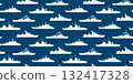 Naval fleet silhouettes on navy blue background. Military ships seamless pattern for boys 132417328