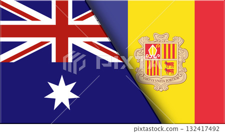 Flags of Australia and Andorra. Australian and Andorran National flags Flags of Australia and Andorra. Australian and Andorran National flags 132417492