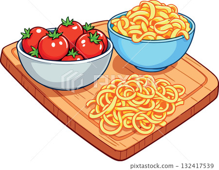 Vsai fresh tomatoes and noodles creating a delicious italian meal Vsai fresh tomatoes and noodles creating a delicious italian meal 132417539