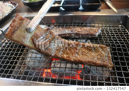 Korean food. Marinated beef ribs bbq 132417547