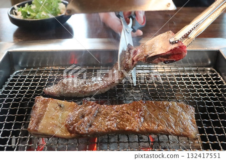 Korean food. Marinated beef ribs bbq 132417551