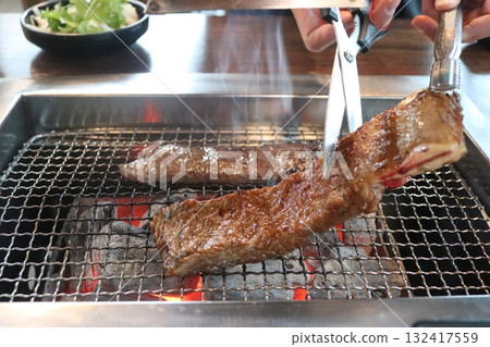 Korean food. Marinated beef ribs bbq 132417559