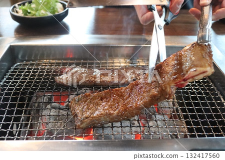 Korean food. Marinated beef ribs bbq 132417560