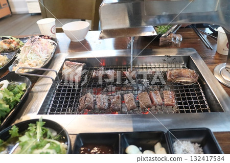 Korean food. Marinated beef ribs bbq Korean food. Marinated beef ribs bbq 132417584