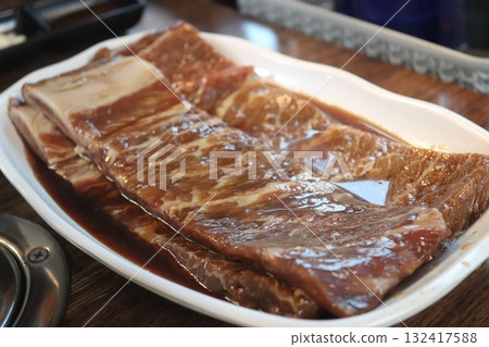 Korean food. Marinated beef ribs bbq Korean food. Marinated beef ribs bbq 132417588