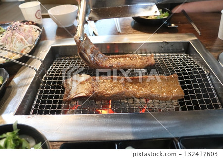 Korean food. Marinated beef ribs bbq 132417603