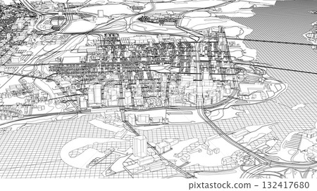 Detailed Black and White City Map 132417680