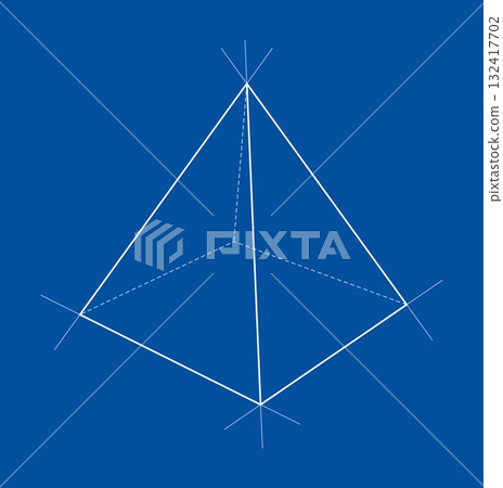 Geometric Pyramid on Blue Background 132417702