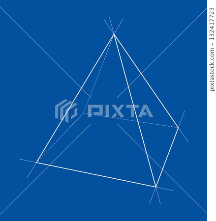 Geometric Pyramid on Blue Background 132417723