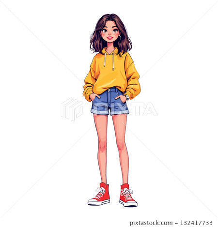 Vsai young woman smiling wearing casual street style fashion 132417733