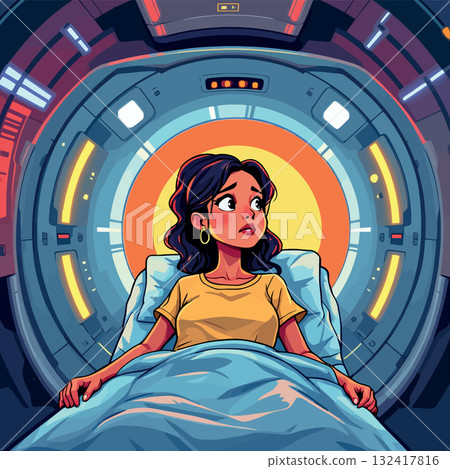Vsai woman experiencing anxiety in mri scanner for medical imaging Vsai woman experiencing anxiety in mri scanner for medical imaging 132417816