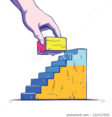 Vsai hand building stairs representing growth and progress concept 132417850