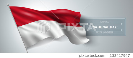 Monaco happy national day greeting card, banner vector illustration 132417947