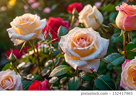beautiful rose with water drops 132417965