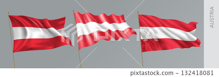 Set of Austria waving flag on isolated background vector illustration 132418081