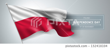 Poland happy independence day greeting card, banner vector illustration 132418104