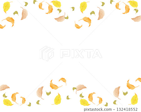 Frame of fallen leaves dancing in the wind 132418552