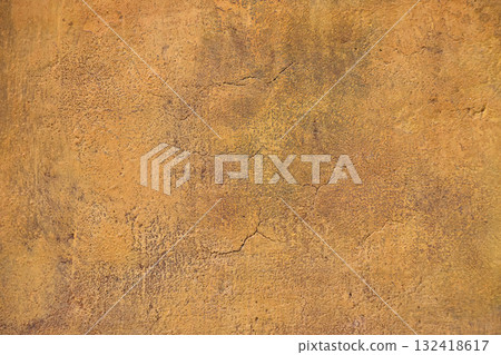 Grunge yellow painted plaster wall background 132418617