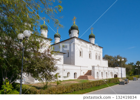 Nestled in the heart of the Astrakhan Kremlin, the Trinity Cathedral is a symbol of enduring faith. Its intricate designs and towering presence captivate all who visit 132419834