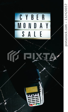 Cyber Monday Sale Lightbox And Payment Terminal 132420057