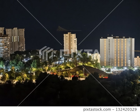 beautiful resort scene featuring glowing lights and relaxed leisure vibe for promotional use beautiful resort scene featuring glowing lights and relaxed leisure vibe for promotional use 132420329