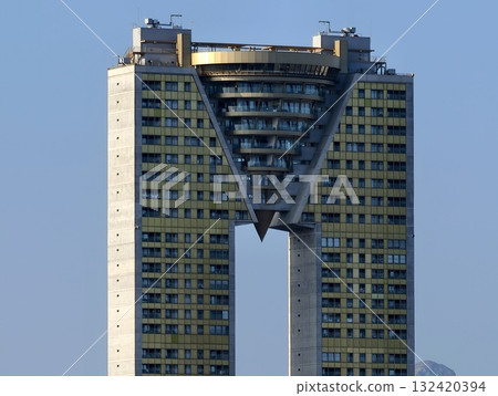 an intimate perspective showcasing highend architectural details of rooftop residential structure 132420394