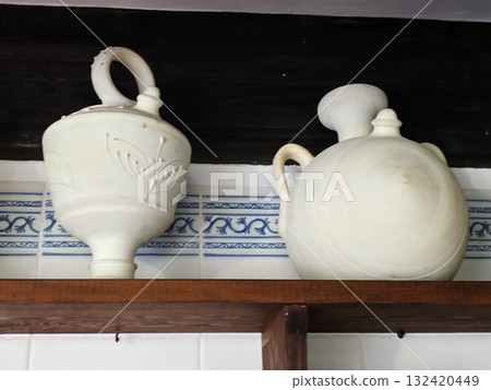 studio shot showcasing refined mediterraneanstyle porcelain containers with delicate glaze 132420449