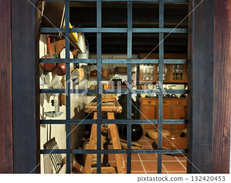 woodwork scene detailed, workshop with tools and wood, artisan workspace highlighting wood 132420453